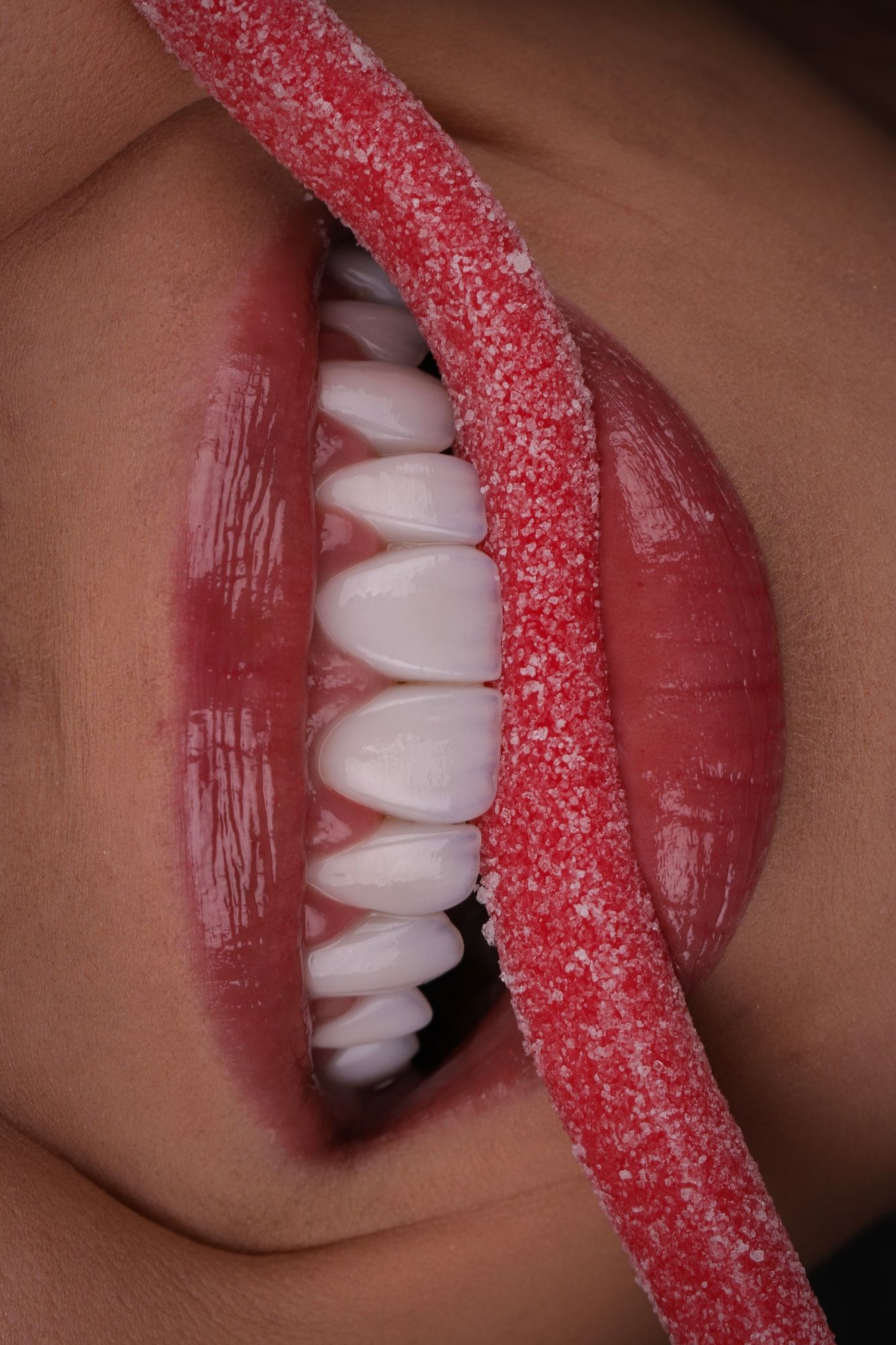 Sorriso com doce açucarado